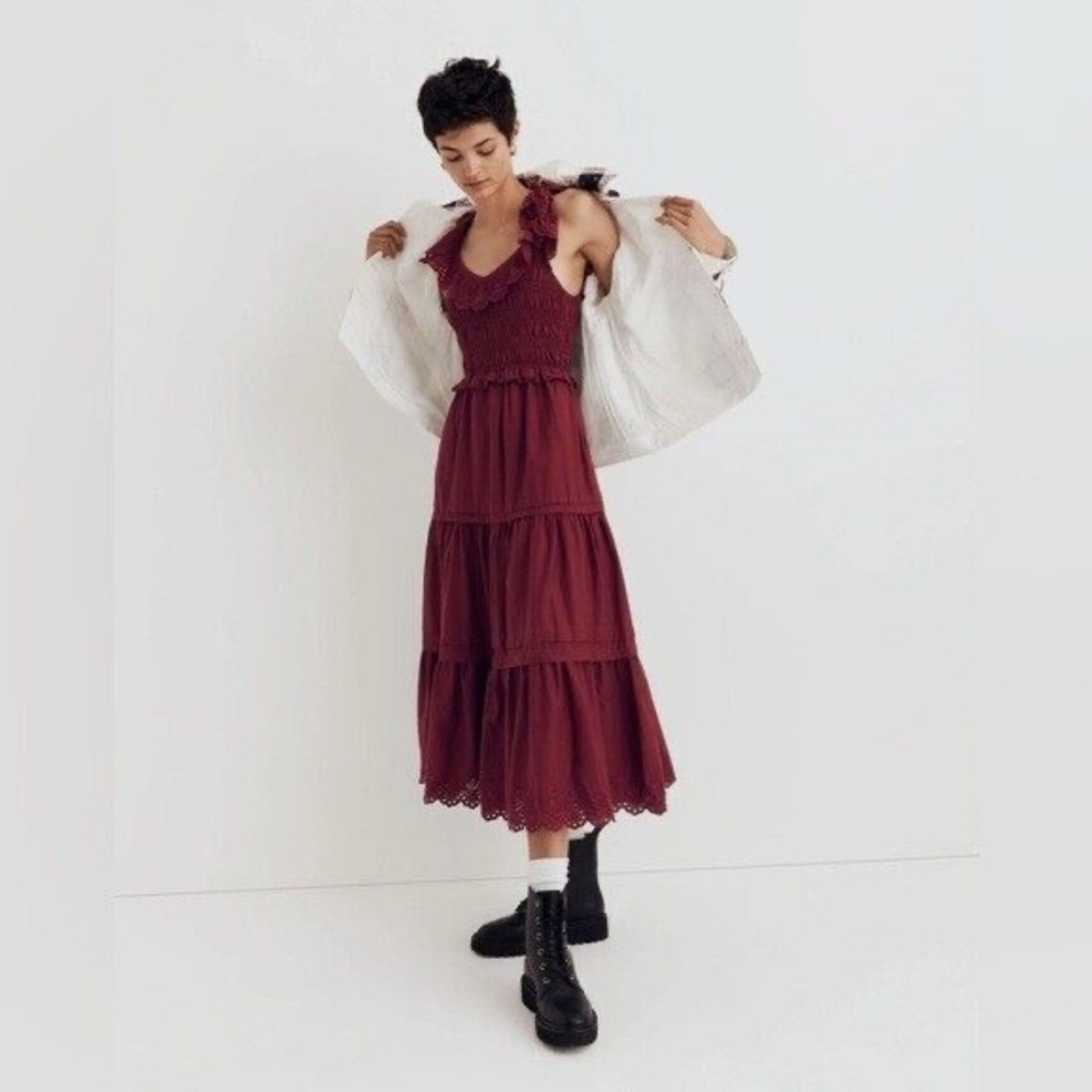 Madewell Red Ruffled Tiered Sundress